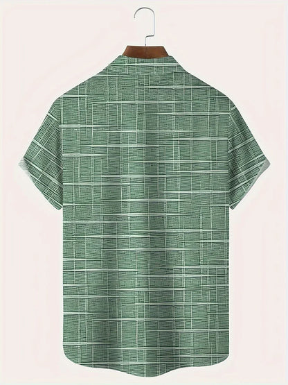 Herren Kariertes Kurzarmhemd Büroshirt Modern