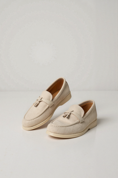 Elegante Damen Loafer Schuhe Beige Quasten - Norvielle