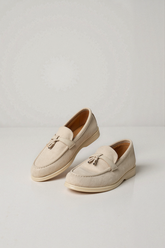 Elegante Damen Loafer Schuhe Beige Quasten - Norvielle
