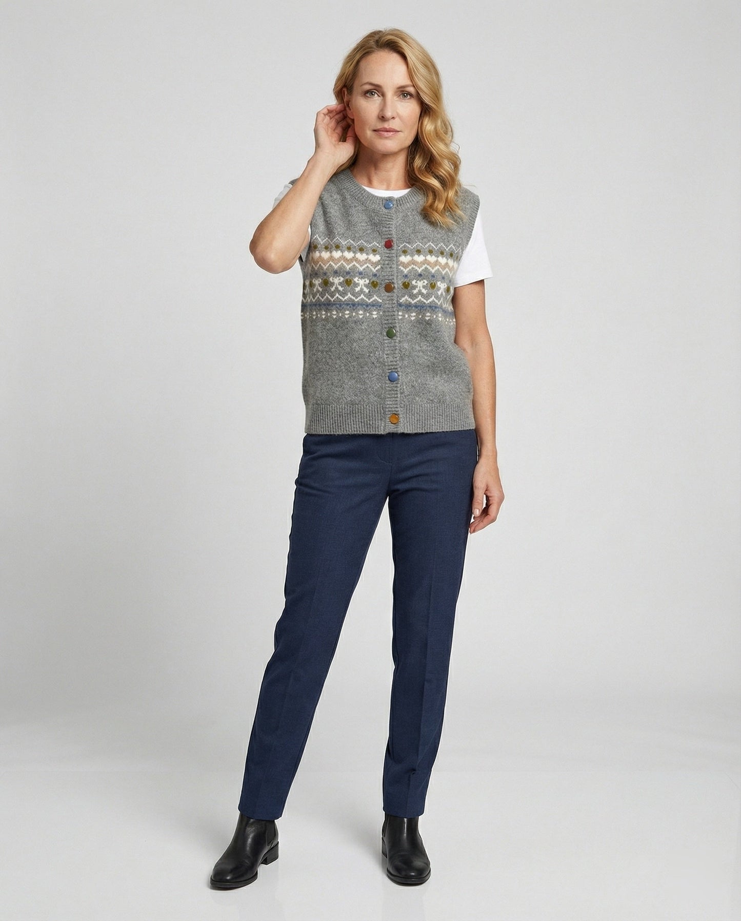 Damen Strickweste Oversize Retro Look