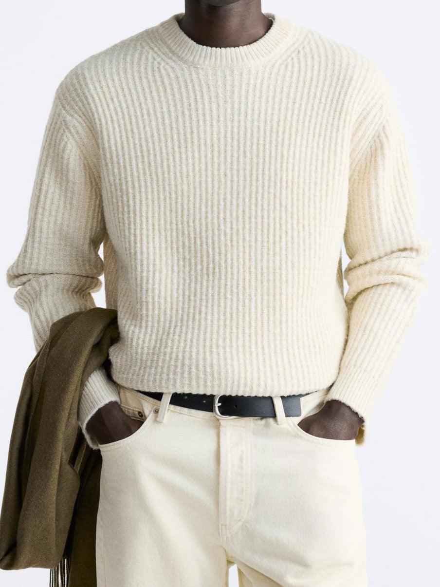 Klassischer Herrenpullover Grobstrick Bequem Warm