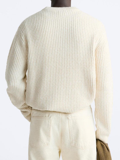 Klassischer Herrenpullover Grobstrick Bequem Warm