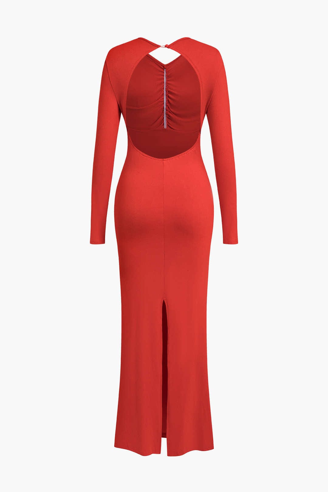 Damen Maxikleid Langarm Rückenfrei Blumenmuster