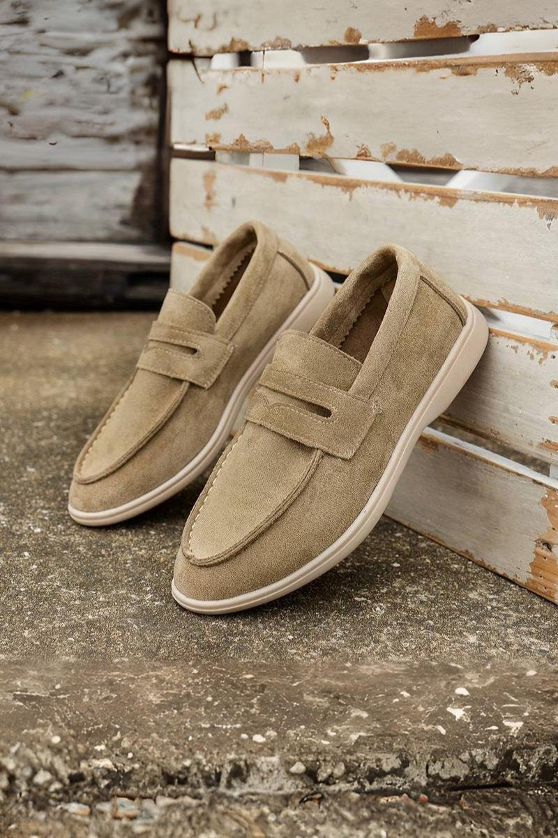Dunkelblaue Loafer Schuhe aus Veloursleder