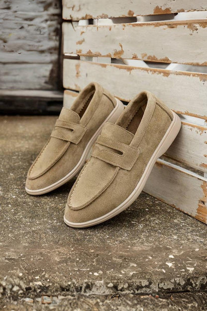 Dunkelblaue Loafer Schuhe aus Veloursleder