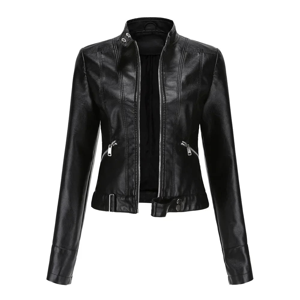 Veloura Bikerjacke Damen schwarz vegan Leder