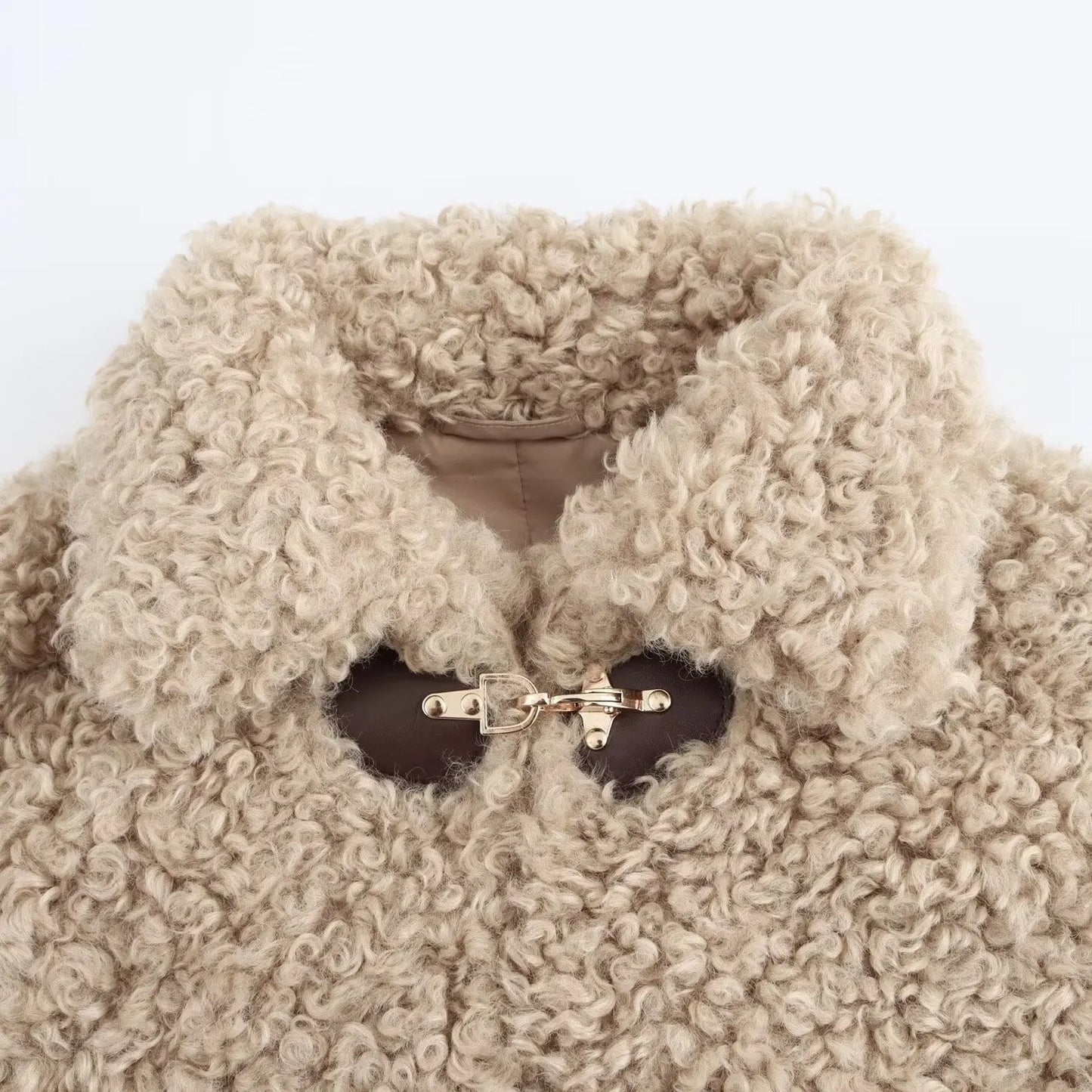 Damen Teddyjacke Kunstfell Warm Schnallen Kuschel Effekt