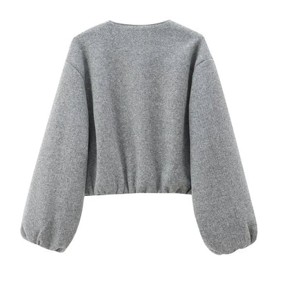Damen Locker Geschnittene Jacke Reißverschluss Vorne