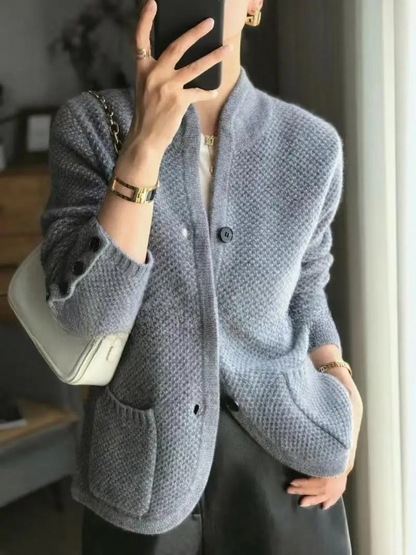 Damen Cardigan Lang Knopfleiste Winter - Norvielle