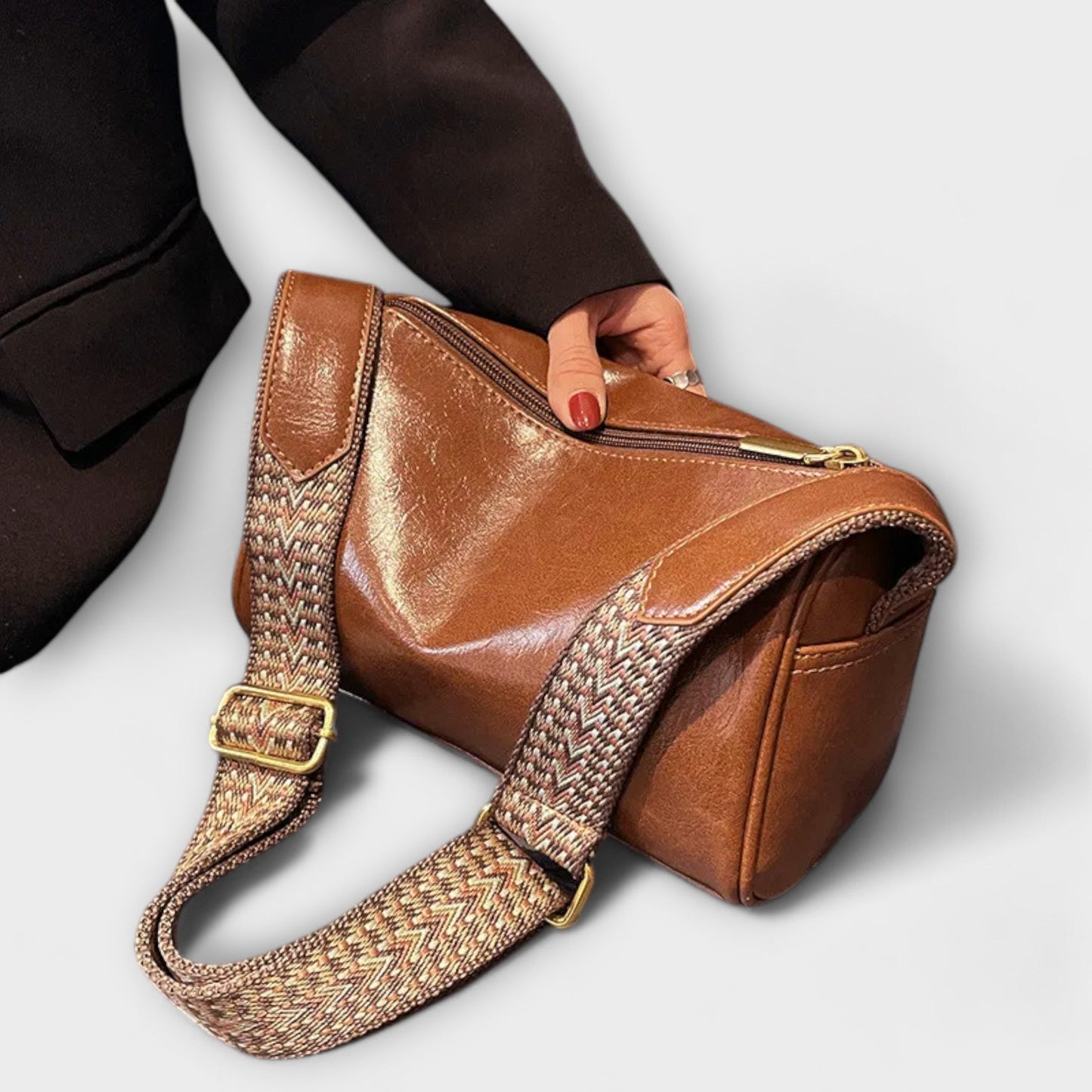 Damen Schultertasche Alltag Ledertasche Schwarz - Norvielle