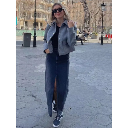 Damen Kurzjacke Modern mit Knopfleiste