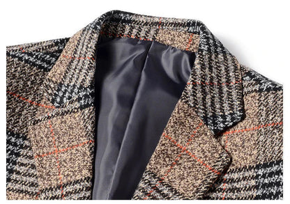Herren Blazer Slim Fit Tweed Elegant dunkelgrau