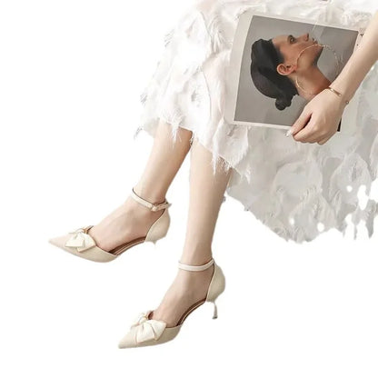 Damen Stilettos Spitz Schuhe mit hohem Absatz und Fliege