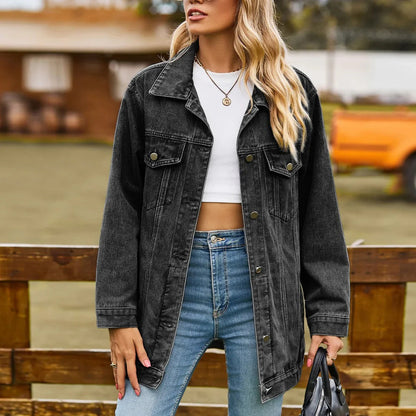 Damen Denimjacke Modern Schnitt Blau