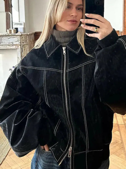 Damen Winterjacke Übergröße Herbstmode Schwarz - Norvielle