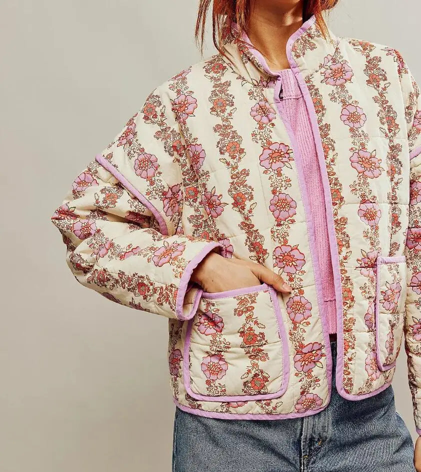 Damen Steppjacke Übergangsjacke mit Print - Norvielle