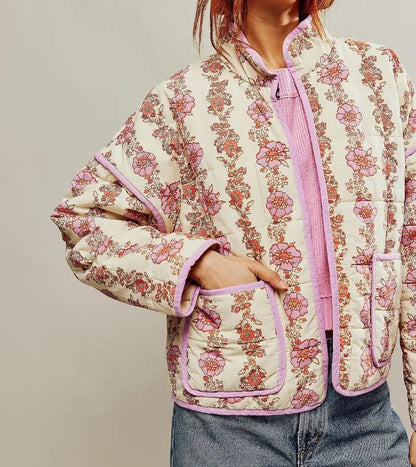Damen Steppjacke Übergangsjacke mit Print - Norvielle