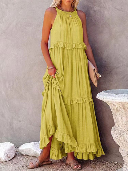 Damen Sommerkleid Geschnürt Modern Pastellfarben