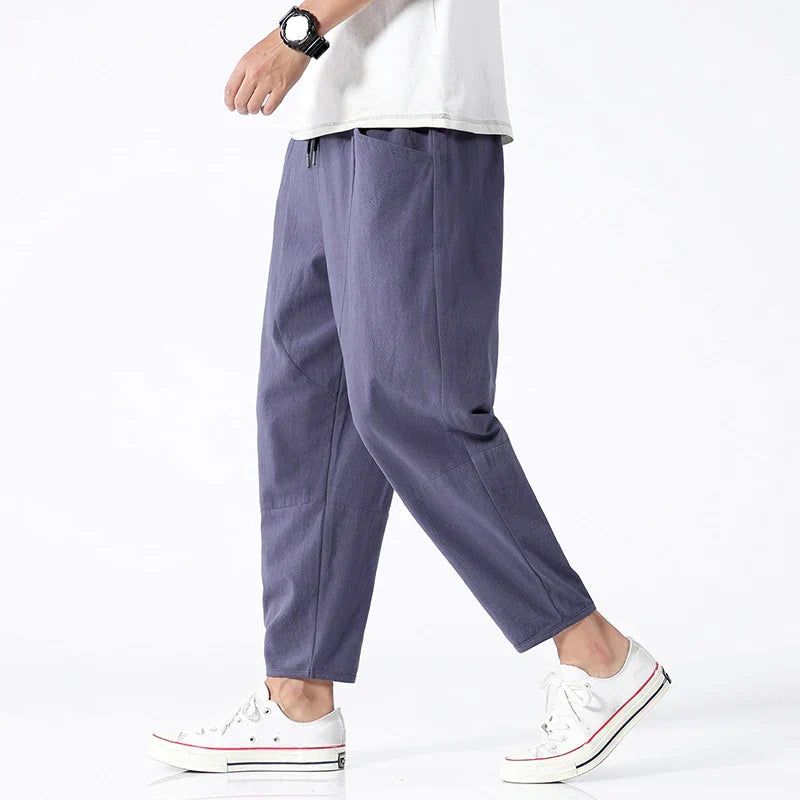 Herrenhose Bequem Straight Fit Baumwolle Dunkelblau - Norvielle