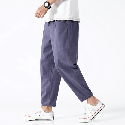 Herrenhose Bequem Straight Fit Baumwolle Dunkelblau - Norvielle