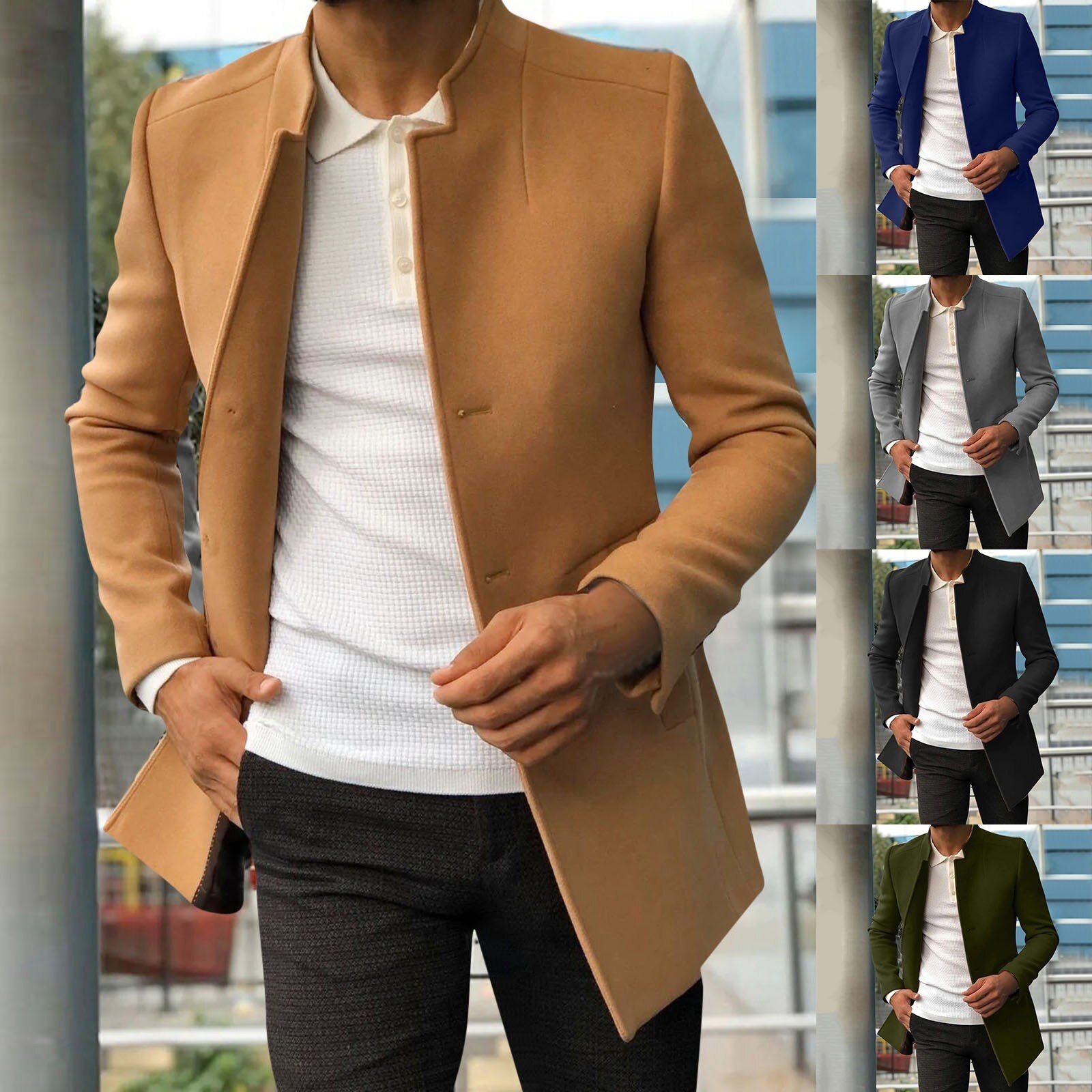 Herren Slimfit Mantel Schwarz Modern - Norvielle