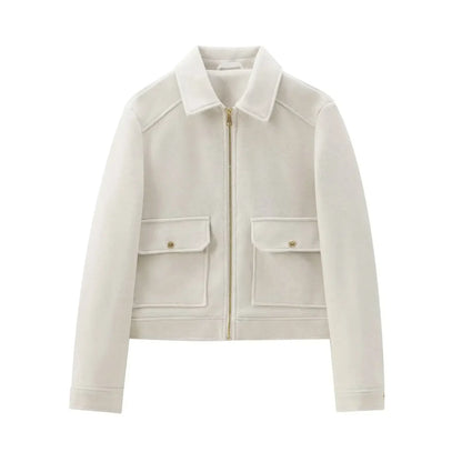 Damen Freizeitjacke Wollmix Reißverschluss Warm