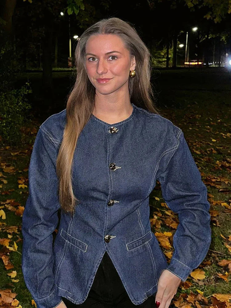 Damen Jeans Set Taillierte Jacke und Hose