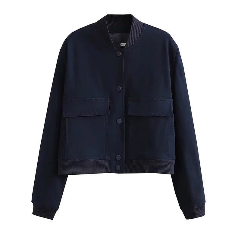 Damen Streetwear Kurzjacke Knopfleiste Modern