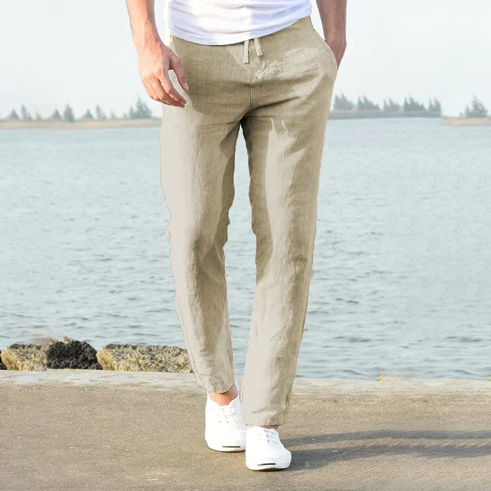 Herrenhose Baumwolle Leinen Bequem Sommer Leicht