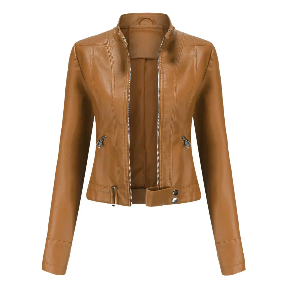 Veloura Bikerjacke Damen camel vegan Leder