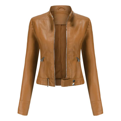 Veloura Bikerjacke Damen camel vegan Leder