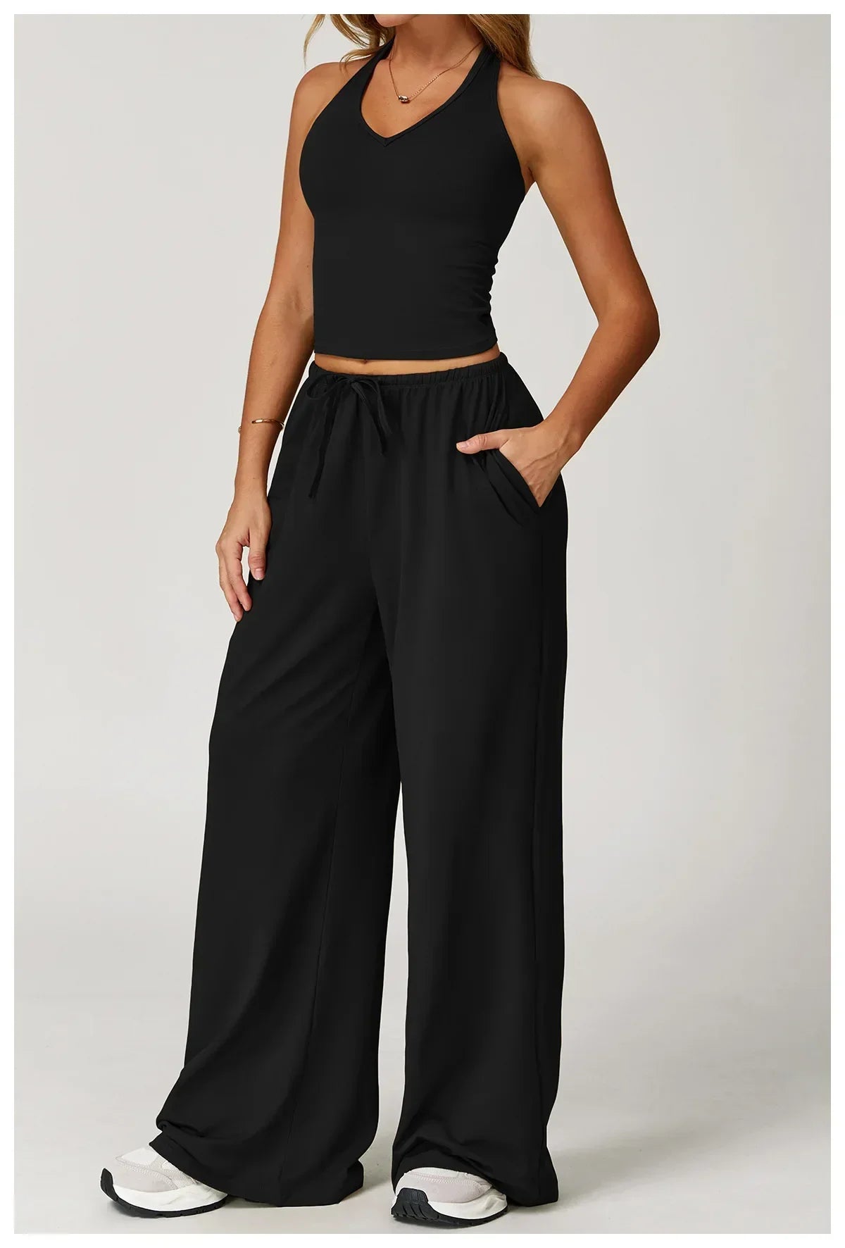 Damen Lounge-Set Halter- Bequem Crop-Oberteil