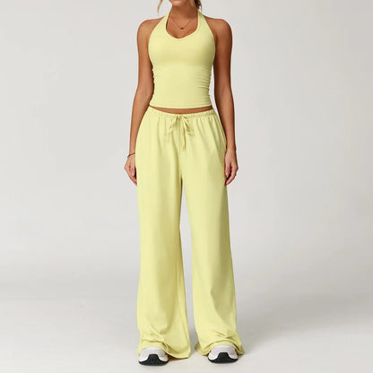 Damen Lounge-Set Halter- Bequem Crop-Oberteil