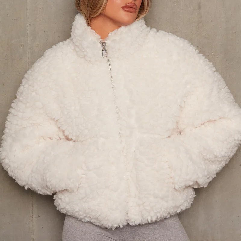 Damen Sherpa Jacke Warme Winterjacke Zip - Norvielle