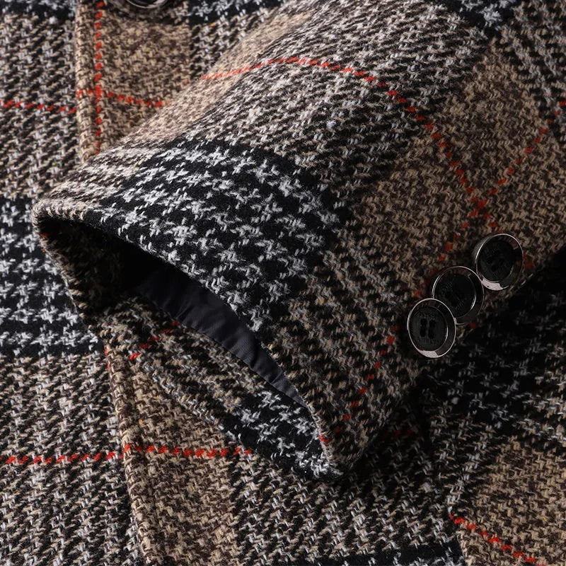 Herren Blazer Slim Fit Tweed Elegant dunkelgrau