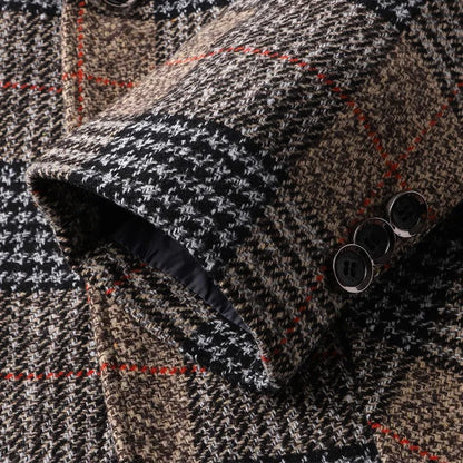Herren Blazer Slim Fit Tweed Elegant dunkelgrau