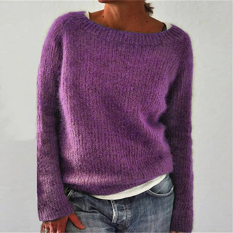 Strickpullover Damen Halsweite Loser Fit
