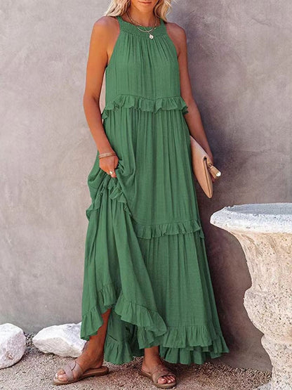 Damen Sommerkleid Geschnürt Modern Pastellfarben