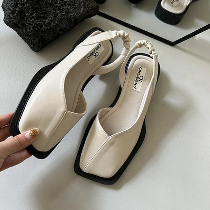 Damen Slingback Pumps Flach Minimalistisch