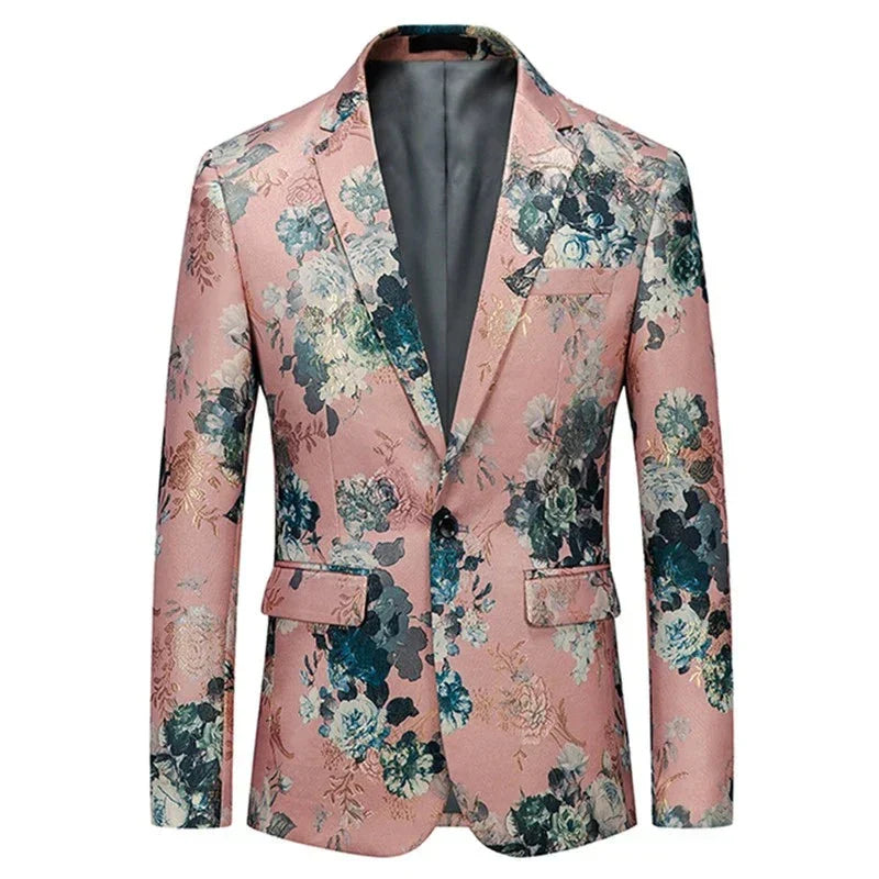 Herren Blazer Blumenmuster Elegant Schwarz - Norvielle