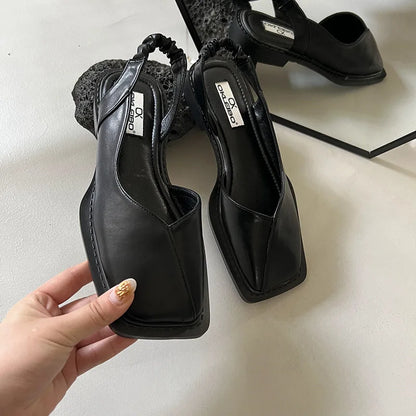 Damen Slingback Pumps Flach Minimalistisch