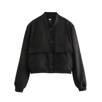 Emilia Bomberjacke schwarz – cropped Damenjacke
