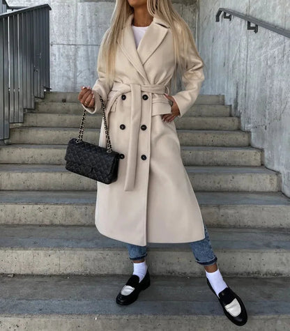 Damen Trenchcoat Langärmelig Knopfleiste Klassisch