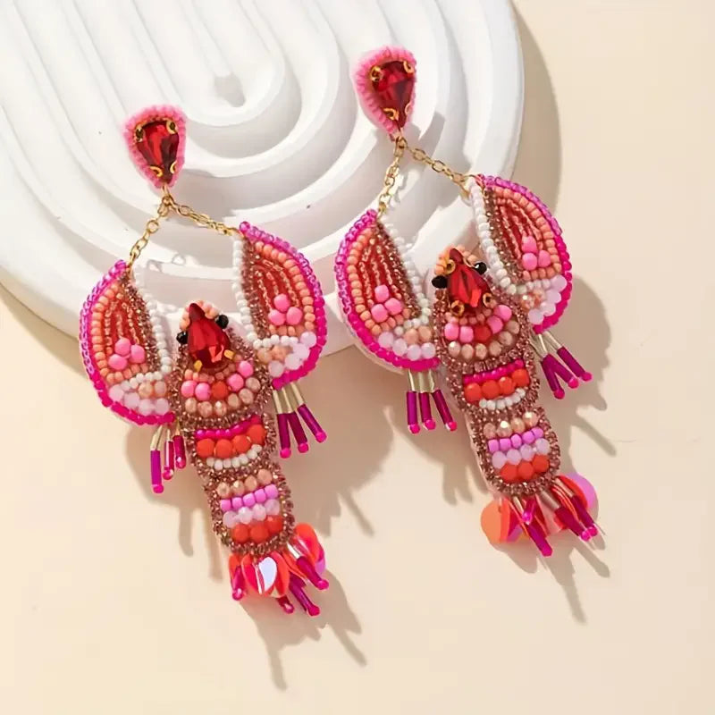 Perlen Ohrringe Lobster-Design Statement-Schmuck - Norvielle