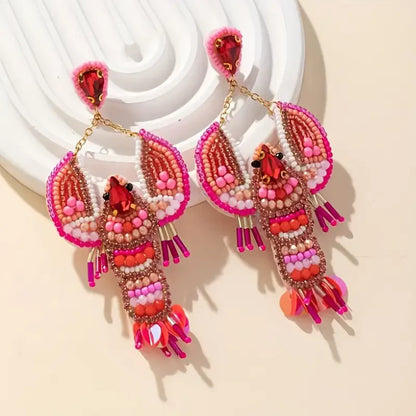 Perlen Ohrringe Lobster-Design Statement-Schmuck - Norvielle