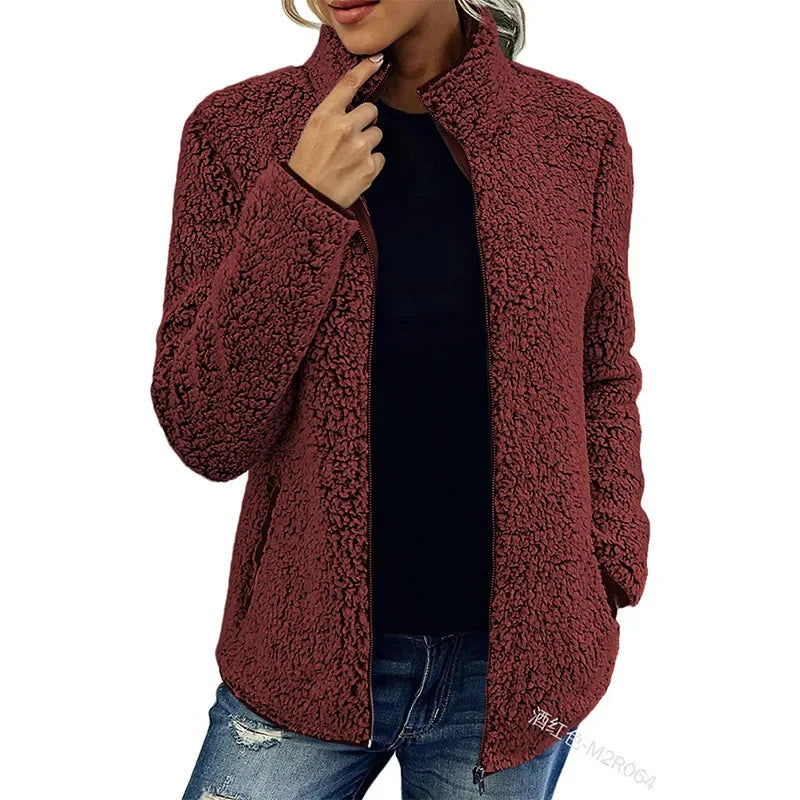 Damen Fleecejacke Warm Weich Schwarz - Norvielle