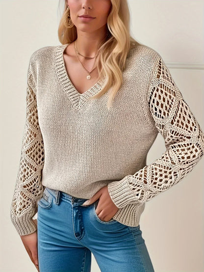 Damen Strickpullover V-Ausschnitt Modern