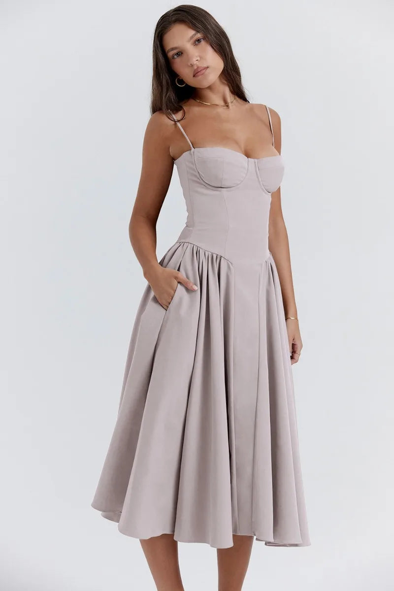 Damen Ärmelloses Sommerkleid aus Jute