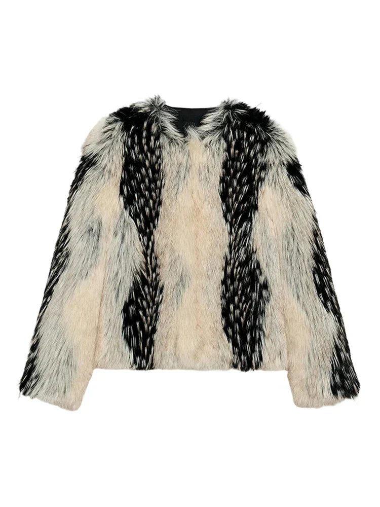 Damen Wintermantel Flauschig Schwarz Modern - Norvielle