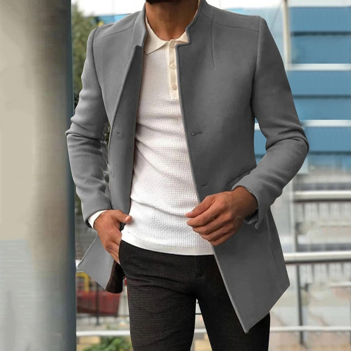 Herren Slimfit Mantel Modern